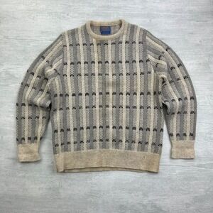 Vintage Pendleton Sweater Size‎ Large Gray Geometric Wool Pull Over Grandpa Boho